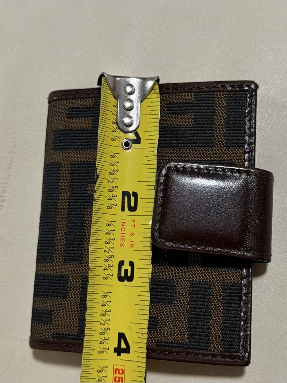 Fendi Black and Brown FF Motif Bifold cards holder authentic